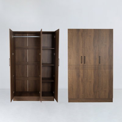 خزانة ملابس خشب MDF، 54×120×200 سم 3 ابواب - بني product image 3