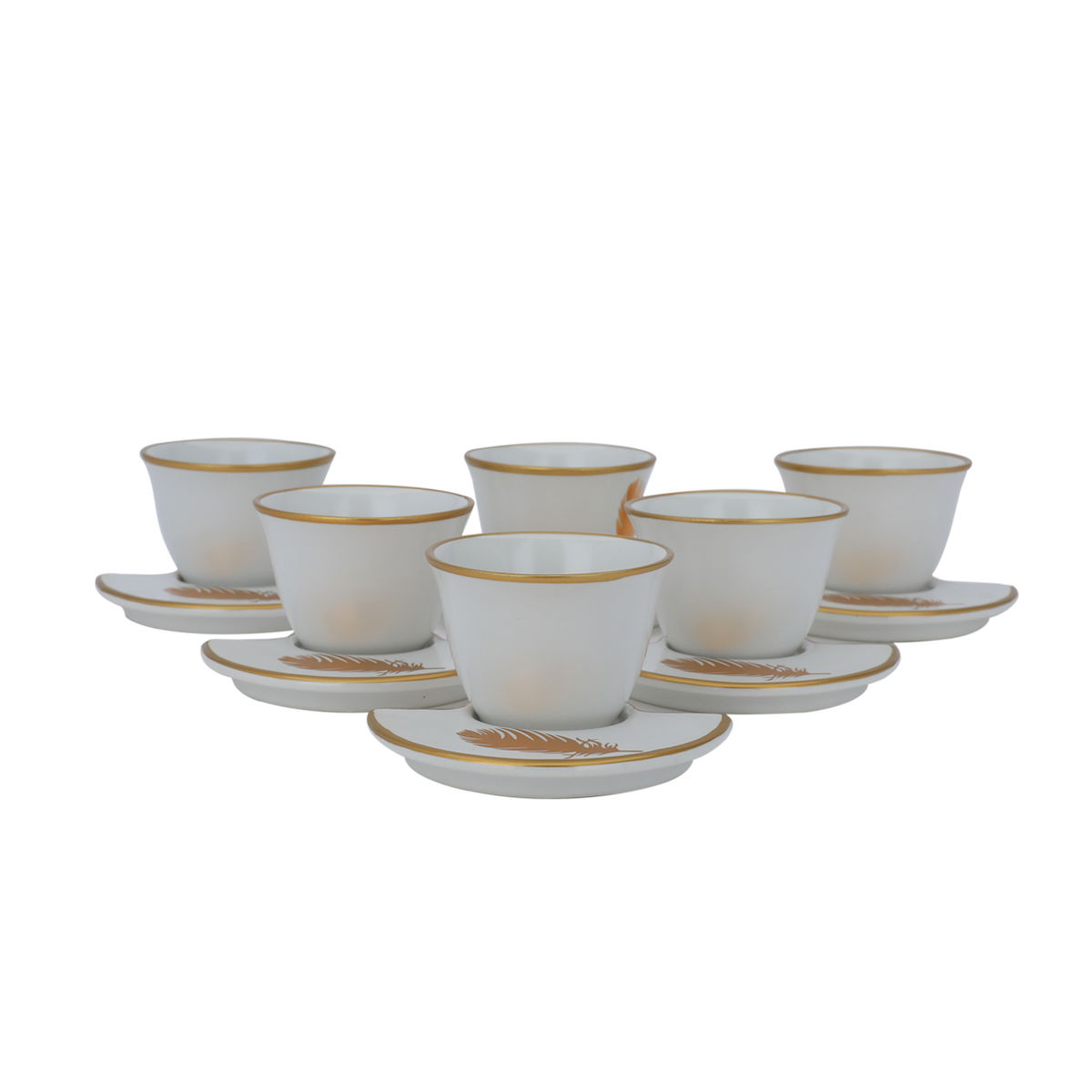Al Saif Gallery porcelain coffee cup set, half saucer, 12 pieces - white product image 2