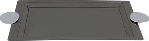 Al Saif Gallery stainless steel serving tray, 49x32x1.5 cm, rectangular, silver-black handle product image