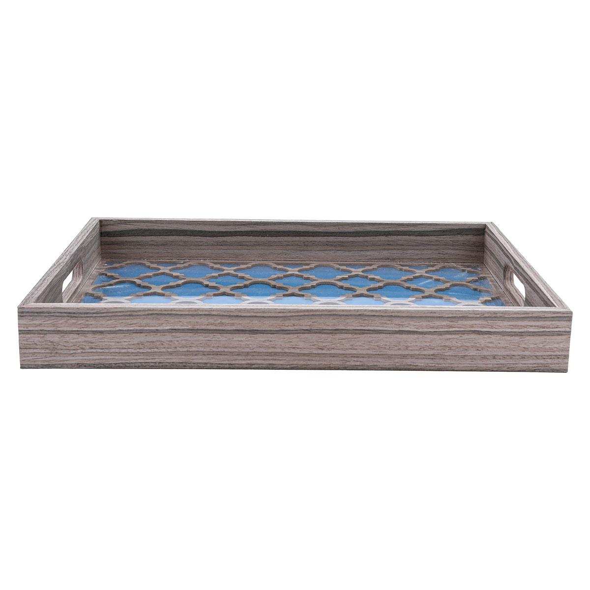 Al Saif Gallery Wood Serving Tray, 43 X 32 X 5 Cm - Brown Blue product image