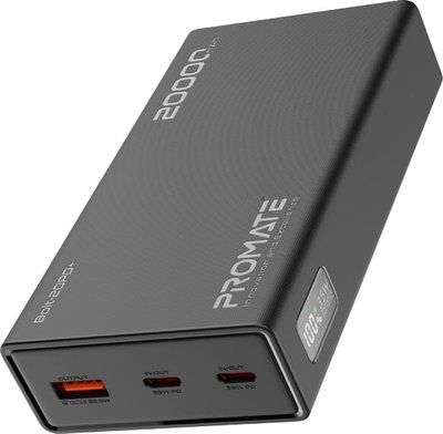 باور بانك بروميت، 20000 مللي أمبير، تقنية توصيل الطاقة USB-C بقدرة 35 واط،، شاشة LED، 3 منافذ، Bolt-20PD+ - اسود product image 1