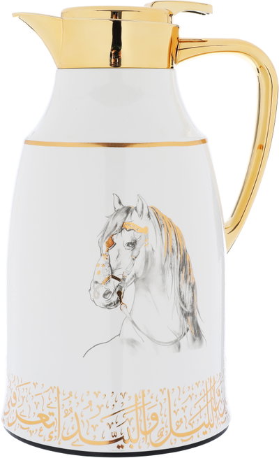 Al Saif Gallery thermos set, 1.3 liters/1 liter, glass inner container, plastic outer shell - white and golden product image 5