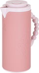 Al Saif Gallery Royal 7 glass thermos, 1 liter, with leather cover, glass inner shell, plastic outer shell - pink product image 3