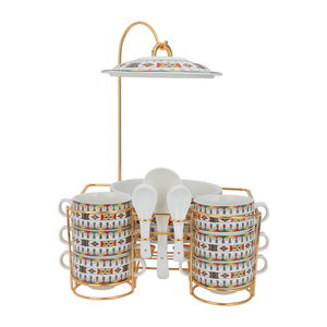 Al Saif Gallery porcelain soup set, 15 pieces, gold-white stand product image 2