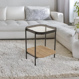 طاولة جانبية مودرن زجاج و خشب MDF، 55×45 42 سم - خشبي product image