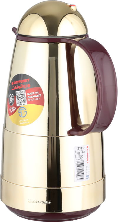 ترمس روتبونكت، 1 لتر، حافظة داخلية زجاج، هيكل خارجي بلاستيك - ذهبي عنابي product image 2