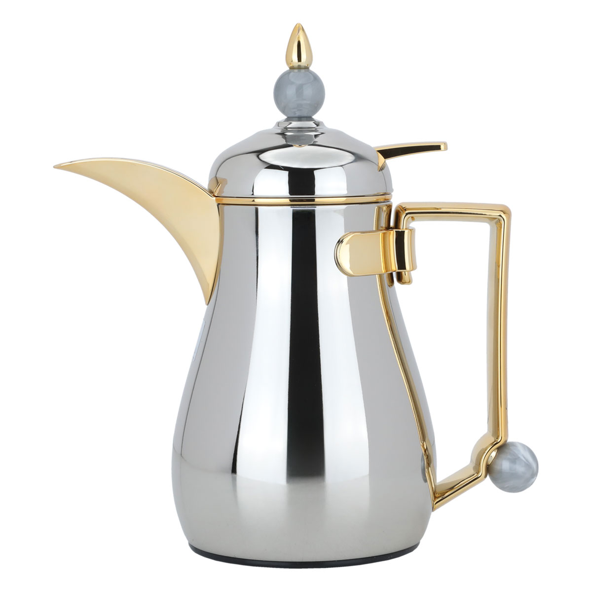 Al Saif Gallery Crystal Thermos, 0.35 liters, thermal glass inner container, steel outer shell - silver gold product image 1