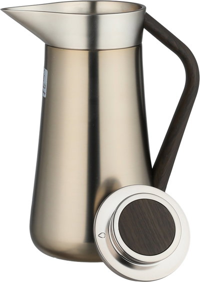 Al-Saif Gallery Al-Huda Stainless Steel Thermos, 1 Liter, Dark Wooden Handle, Push Button - Matte Silver product image 5