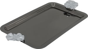 Al Saif Gallery Stainless Steel Serving Tray, 43x26.5x2.2 cm, Rectangular, Silver Handle - Black Silver product image 2