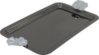 Al Saif Gallery Stainless Steel Serving Tray, 43x26.5x2.2 cm, Rectangular, Silver Handle - Black Silver product image 2