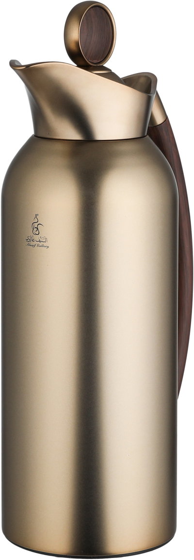 Al Saif Gallery Chandelier Thermos Set, 2 Pieces, 1/2 Liter, Tempered Glass Inner Container, Wooden Handle, Push Button - Brownie Wooden product image 4