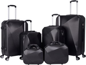 طقم شنط سفر ABS ليمرا، 6 مقاسات، 4 عجلات، زاويه 360 درجة، LMA-1354 - أسود product image