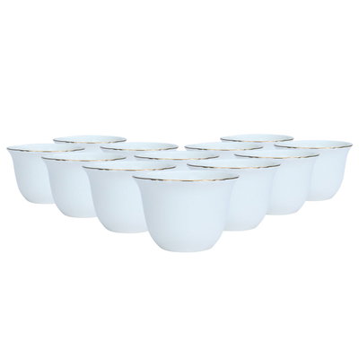 فناجين قهوة عربي بورسلان السيف غاليري، خط ذهبي، 12قطعة - أبيض product image 2