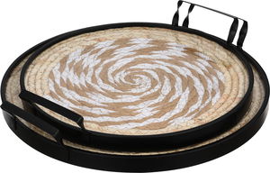 Al Saif Gallery Multi-Material Serving Set, 2 Pieces, Black Frame - Multicolor product image