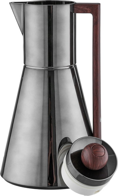 Everest Lena Thermos, 1 Liter, Glass Interior, Push-Button Lid, Wooden Handle - Black product image 5