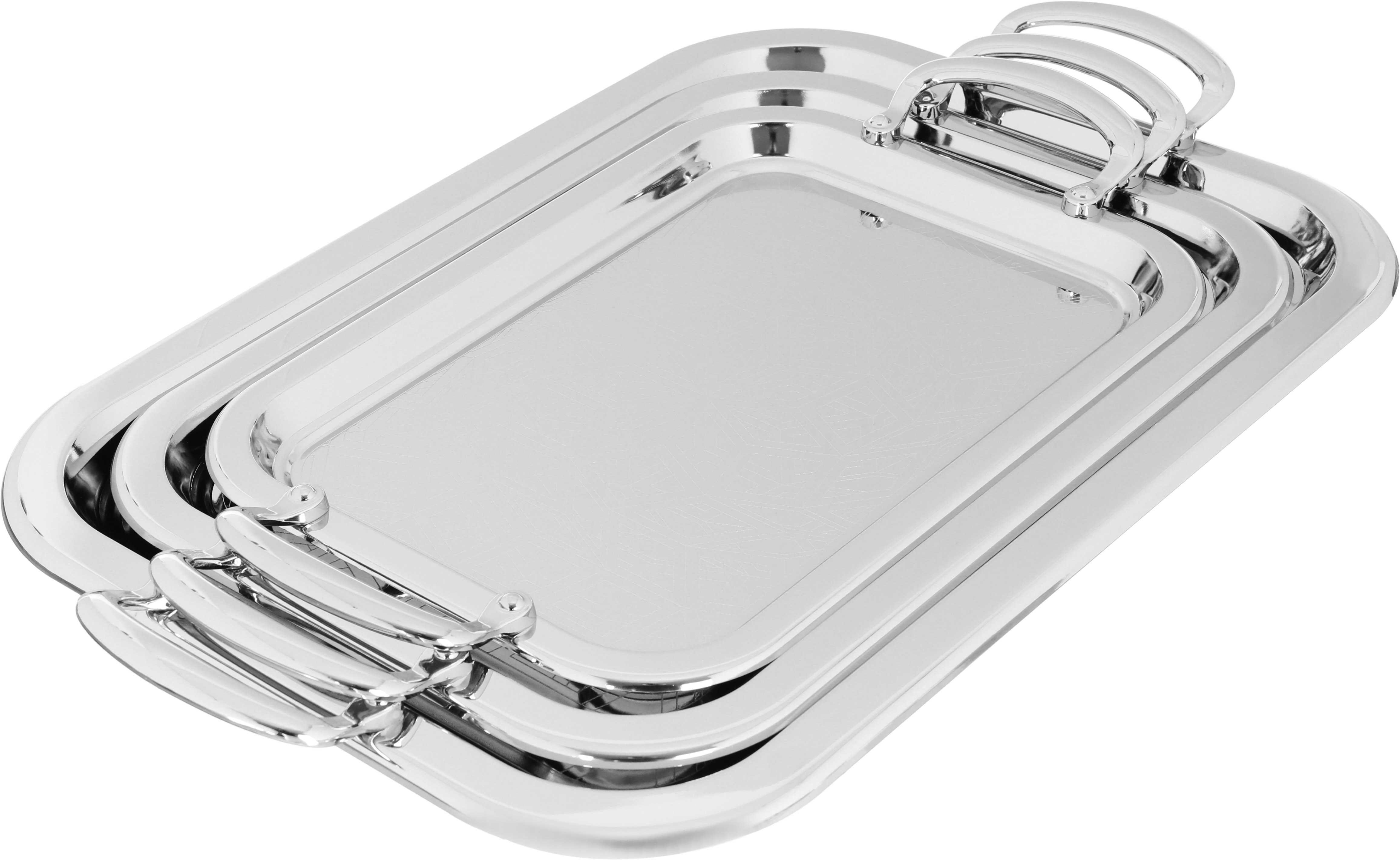Stainless Alsaif Plus Steel Saif Plus Sweets Set, 3 Pieces, Rectangle - Silver product image 1