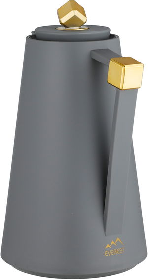 ترمس الماسة بلاستيك افريست، 1 لتر، حافظة داخلية زجاج، ضغاط - رمادي غامق ذهبي product image 2