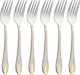 Al Saif Gallery Stainless Steel Dessert Fork Set, 6 Pieces, Engraved - Silver Gold product image 1