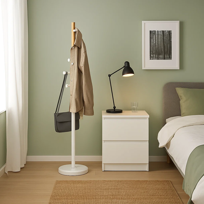 علاقة ملابس مودرن معدن، ارتفاع 185 سم - ابيض خشب ام دي افي product image 3