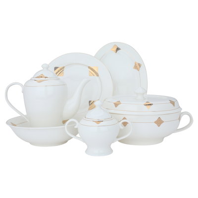 طقم سفرة بورسلان السيف غاليري، 77 قطعة - أبيض product image 1