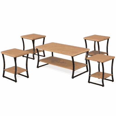 طقم طاولات خشب MDF و معدن، 5 قطع - بني اسود product image 2