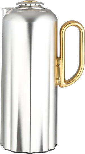 طقم ترامس نجدية السيف غاليري، 1 / 1 لتر، 2 قطعة، حافظة داخلية زجاج، يد ذهبي، ضغاط - فضي مطفي product image 2