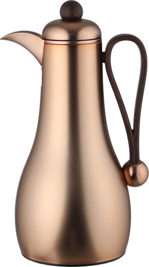 Al Saif Gallery Gheem Thermos Set, 2 Pieces, 1/1 Liter, Glass Inner Container, Wooden Handle - Copper product image 2