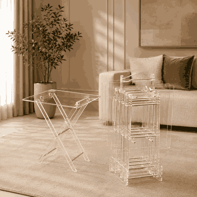 طقم طاولات اكرايلك، 4 قطع - شفاف ذهبي product image 1