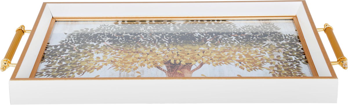 Tofaria Al Saif Gallery glass, 30 x 47 cm, rectangle, golden tree pattern, hand - white product image