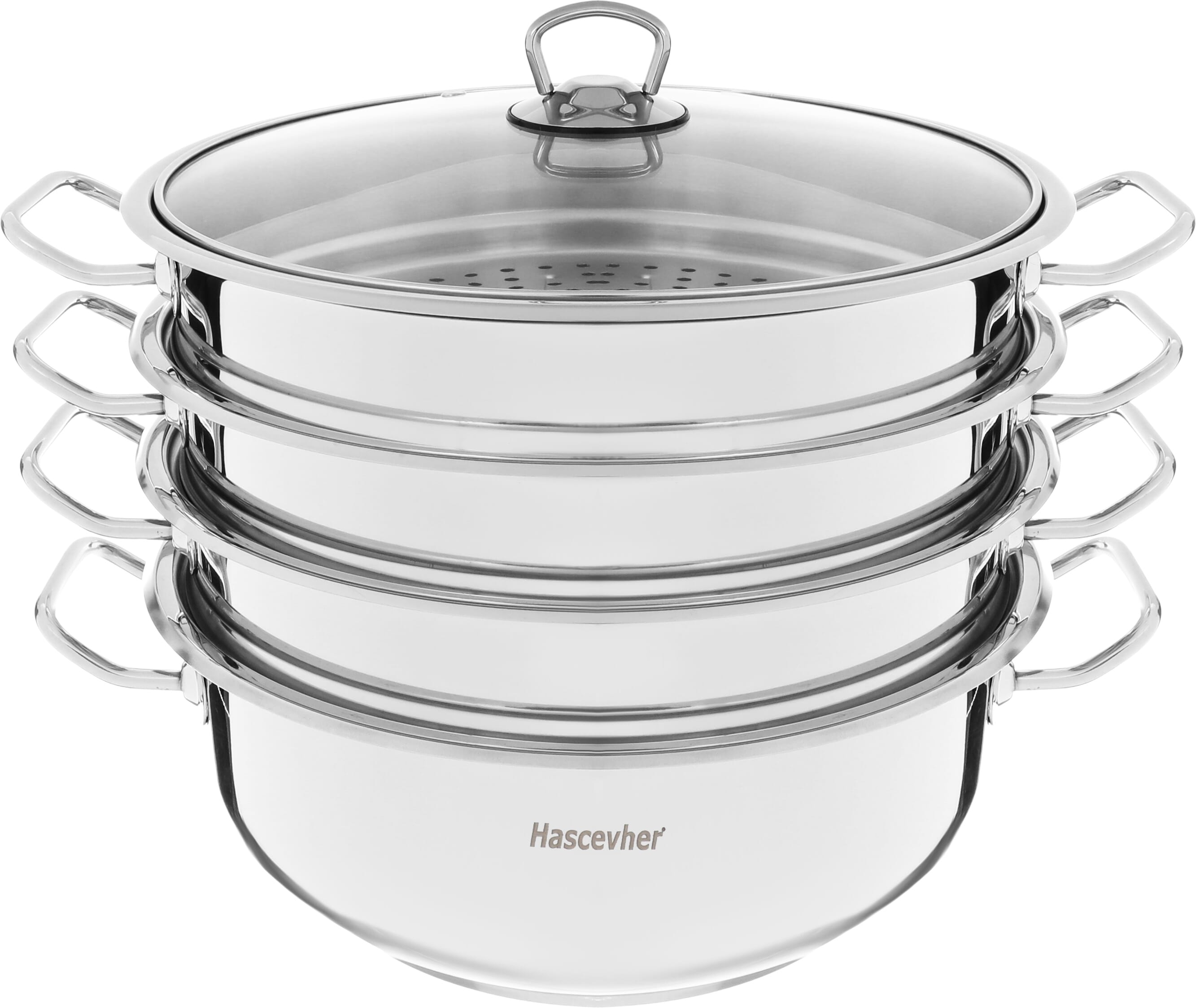 Al Saif Gallery steel pot, 5 pieces, glass lid - silver product image