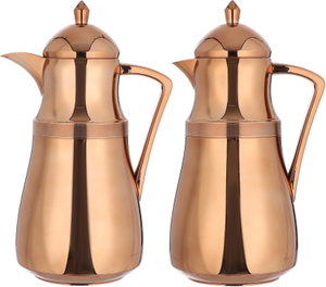 Al Saif Gallery Najd Thermos Set, Glass Inner Container, Plastic Outer Body, 2 Pieces, 1/1 Liter - Copper product image 2