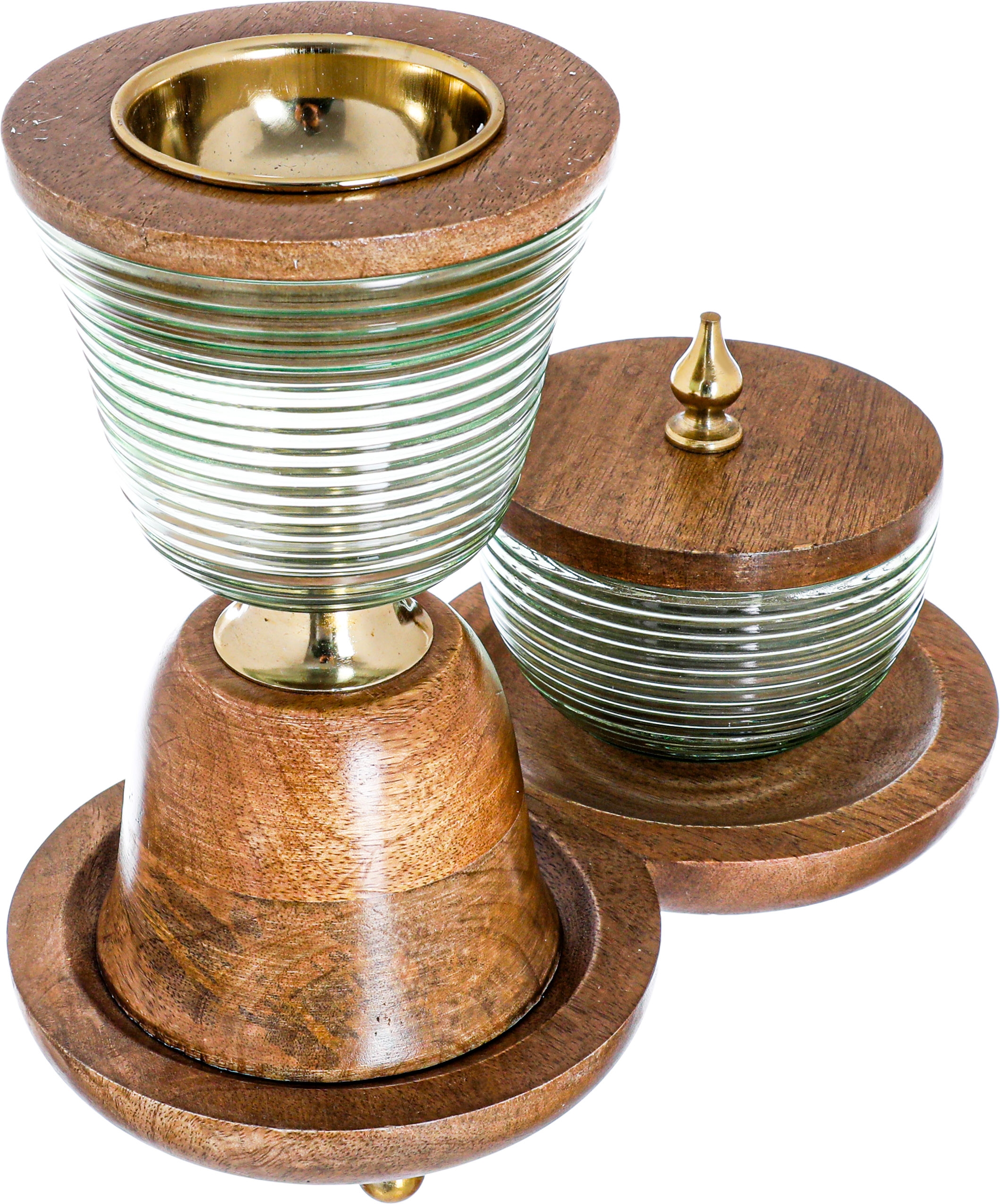 Al Saif Gallery glass incense burner set, with a wooden base - brown product image 3