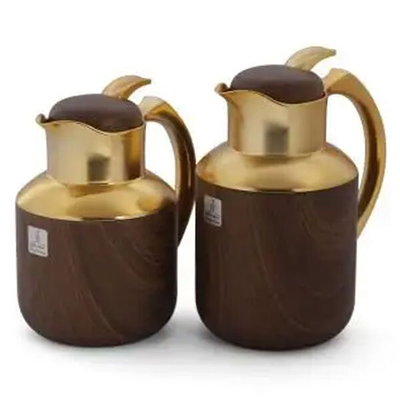 Al Saif Gallery Florya thermos set, 1/0.5 liter, 2 pieces, thermal glass inner container, stainless steel outer shell - burgundy product image 1