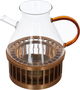Amber Al Saif Gallery Glass Tea Serving Set, Teapot + Cups and Saucers + Warmer Base, 15 Pieces - Hazel product image 2
