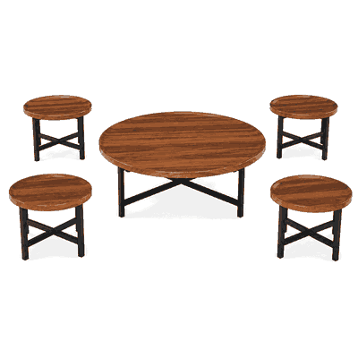 طقم طاولات خشب MDF و معدن، 5 قطع - اسود بني product image 2