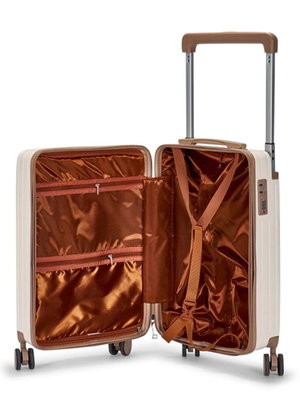 طقم شنط سفر بولي كربونات ليمرا، 3 مقاسات، 4 عجلات، OT-9017 - بيج ذهبي product image 2