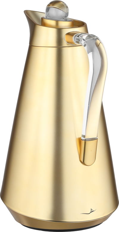 Al Saif Gallery Tarif  Thermos Set, 1/0.7 Liter, Glass Interior, 2 Pieces, Transparent Handle, Push-Button Lid - Gold product image 3