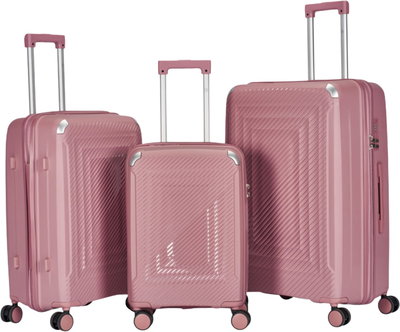 طقم شنط سفر بولي بروبيلين ليمرا، 3 مقاسات، 4 عجلات، بزاوية 360 درجة، LMA-PP513 - روزجولد product image 1