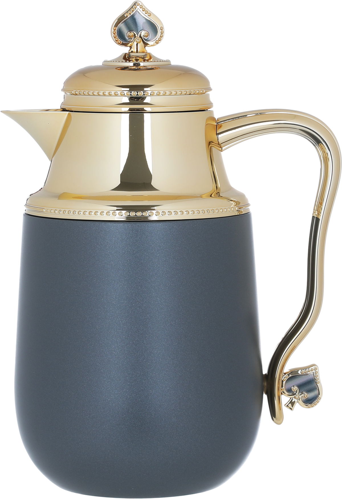 Al Saif Gallery Fatima thermos set, 1/0.7 liter, two pieces, thermal glass inner container, steel outer shell - dark gray product image 2
