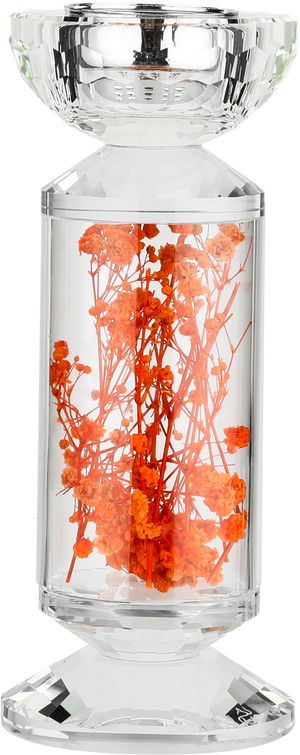 مبخرة زجاج السيف غاليري، مزينة زهور برتقالي، 8x8x19 سم - شفاف product image 2