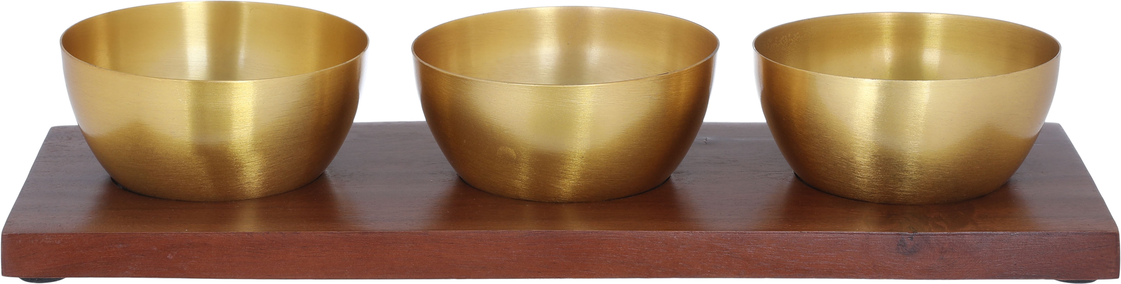 طقم زبادي استيل السيف غاليري، 33×21 سم، 4 قطع، طوفرية خشب - بني product image