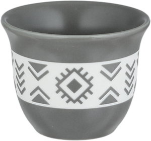Al Saif Gallery Saudi Arabian Porcelain Coffee Cup Set, 6 Pieces, Traditional Pattern - Gray and White product image 2