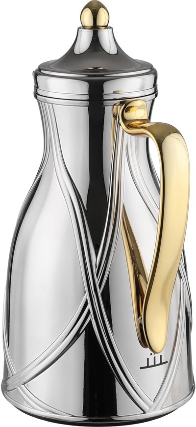 طقم ترامس طيف السيف غاليري، 0.7 / 1 لتر، 2 قطعة، خامة داخلية زجاج، يد ذهبي، غطاء ضغاط - فضي ذهبي product image 7