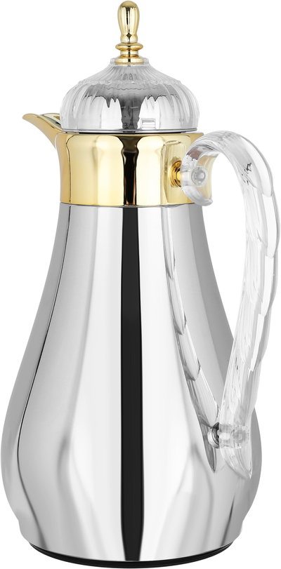 Al Saif Gallery AlHanouf thermos set with tray, 3 pieces - silver and gold product image 4