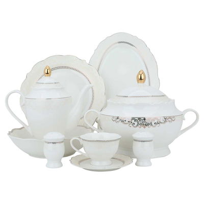طقم سفرة بورسلان فلورا السيف غاليري، 65 قطعة - أبيض product image 1