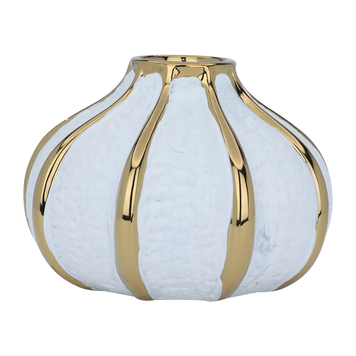 Al Saif Gallery ceramic decorative vase, 15 x 15 x 11 cm, round - golden white product image 1