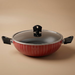 مقلاة تيفلون بغطاء زجاج السيف بلص، 26 سم، يد اسود - احمر product image