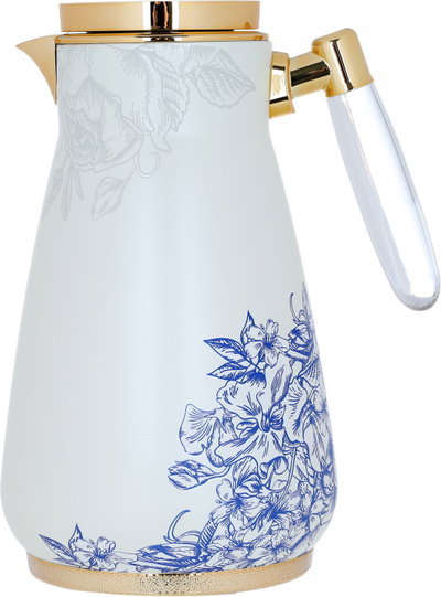 Al Saif Gallery Victoria thermos set, 1/0.75 liter, thermal glass inner container, steel outer shell - golden white product image 3