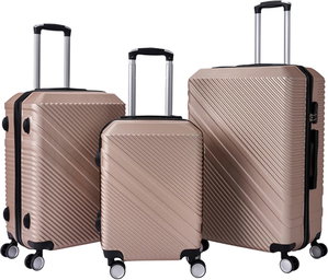 طقم شنط سفر ABS ليمرا، 3 مقاسات، 4 عجلات، زاويه 360 درجة، LMA-1535 - ذهبي product image