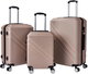 طقم شنط سفر ABS ليمرا، 3 مقاسات، 4 عجلات، زاويه 360 درجة، LMA-1535 - ذهبي product image 1